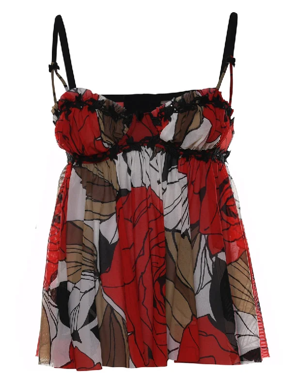 Early Access Floral Print Ruffle Trim Babydoll - XS