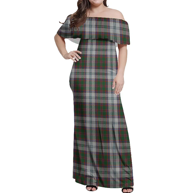 Best Bargains Stewart of Appin Dress Tartan Off Shoulder Long Dress