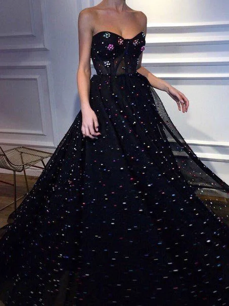 Today Only Black Prom Dresses A-line Sweetheart Colorful Pearls Long Sparkly Prom Dress JKL1415 Today Only Black Prom Dresses A-line Sweetheart Colorful Pearls Long Sparkly Prom Dress JKL1415