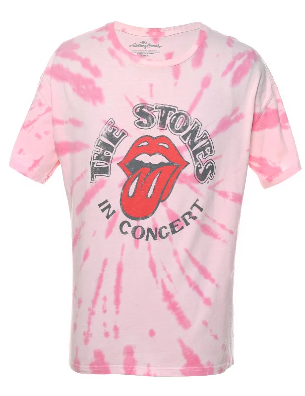 Discount Deals Pale Pink & White Rolling Stones Tie Dye T-shirt - S