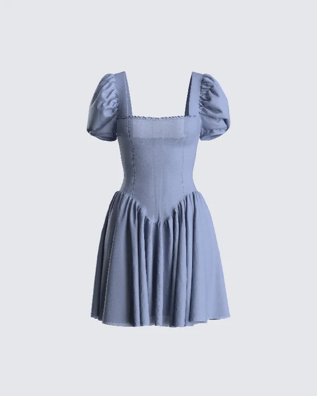 elegant evening dressAnilah Baby Blue Poplin Mini Dress