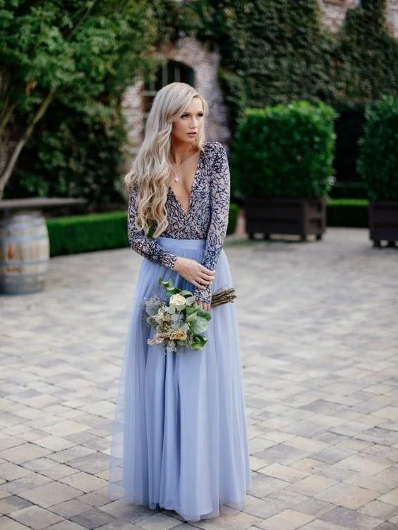 Today's Special Long Sleeve Prom Dresses with Slit V-neck Sparkly Lace Prom Dress Long Evening Dress JKL1289 Today's Special Long Sleeve Prom Dresses with Slit V-neck Sparkly Lace Prom Dress Long Evening Dress JKL1289