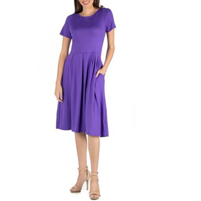 Massive Deals floral dressPlus Womens Knee-Length Short Sleeve Fit & Flare Dress