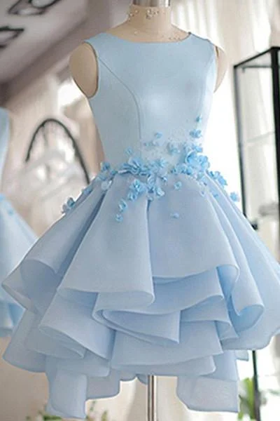 Exclusive Access Sky Blue Homecoming Dress,A-line Satin Organza Short Flowers Original Prom Dresses,Mini Dress AN147 Exclusive Access Sky Blue Homecoming Dress,A-line Satin Organza Short Flowers Original Prom Dresses,Mini Dress AN147