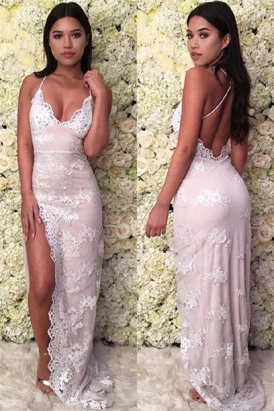Lowest Prices Mermaid Gorgeous Spaghetti-Straps Lace Appliques Backless Prom Dresses Lowest Prices Mermaid Gorgeous Spaghetti-Straps Lace Appliques Backless Prom Dresses