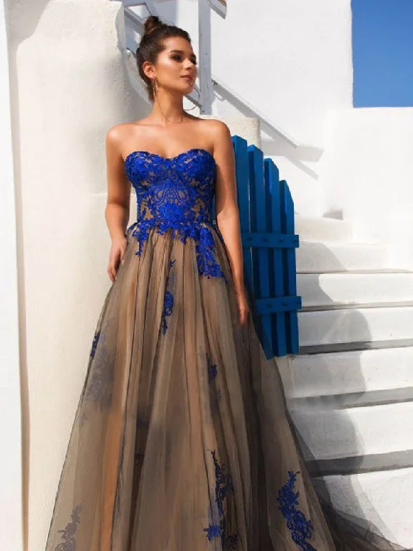 Huge Savings Chic Prom Dresses Sweetheart Aline Sweep Train Long Black Royal Blue Prom Dress JKL1336 Huge Savings Chic Prom Dresses Sweetheart Aline Sweep Train Long Black Royal Blue Prom Dress JKL1336