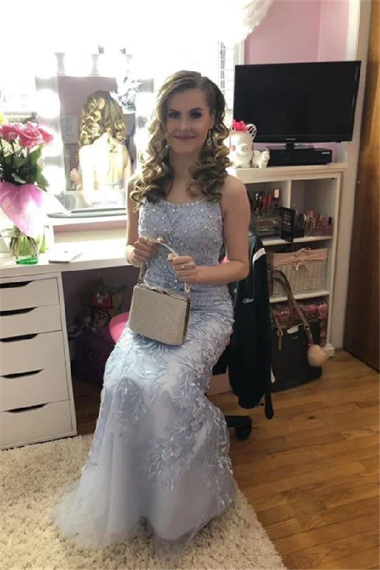 Last Chance Elegant Lace Up Chic Mermaid Sleeveless Applique Spaghetti Strap Prom Dresses Last Chance Elegant Lace Up Chic Mermaid Sleeveless Applique Spaghetti Strap Prom Dresses