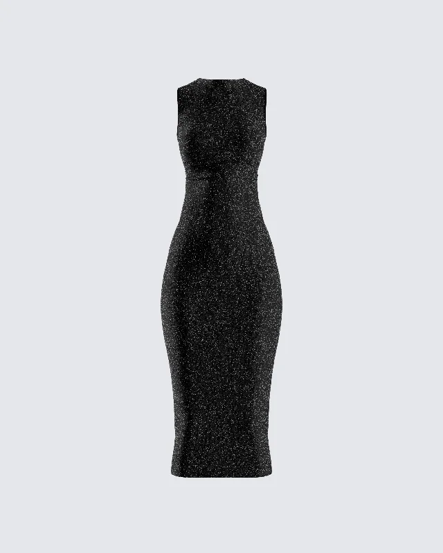 satin dressUmbra Black Shimmer Midi Dress