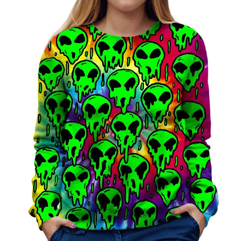 Final Markdown cozy workout hoodieTrippy Green Martian Womens Sweatshirt