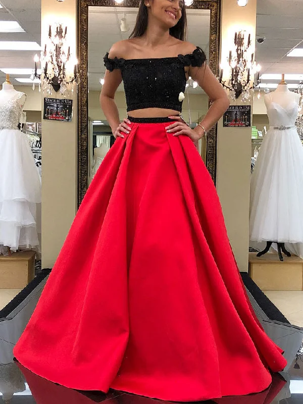 Savings Alert Two Piece Prom Dresses Off-the-shoulder A line Sexy Long Black Prom Dress JKL789 Savings Alert Two Piece Prom Dresses Off-the-shoulder A line Sexy Long Black Prom Dress JKL789