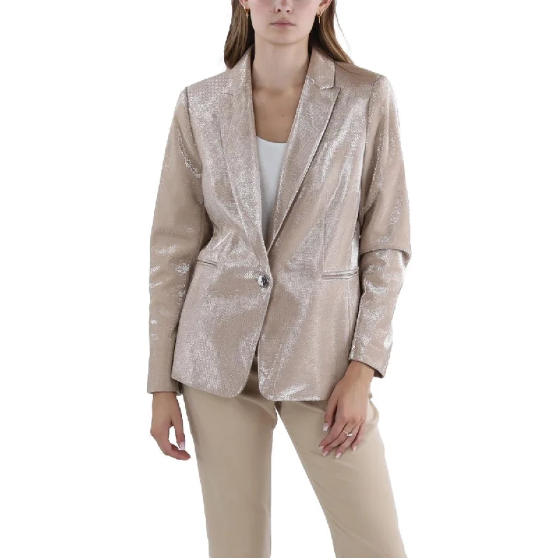 Discount Extravaganza Womens Textured Special Occasion One-Button Blazer