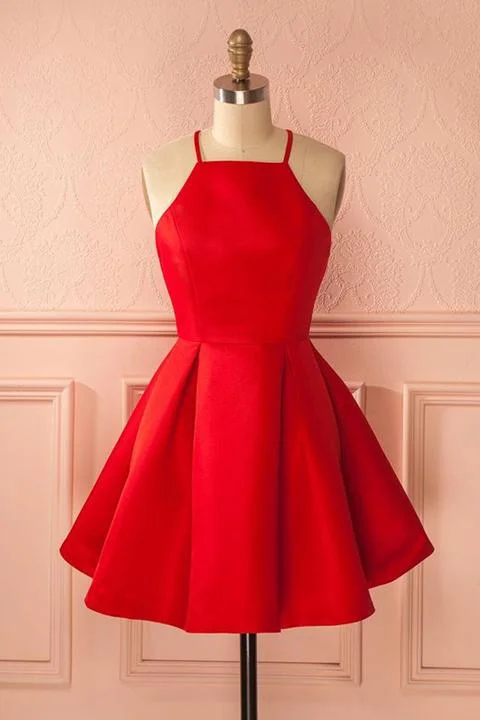 Best Seller Hot Sales Red Satin Straps Elegant Cheap Short Homecoming Dresses Prom Cute Dress For Party AN526 Best Seller Hot Sales Red Satin Straps Elegant Cheap Short Homecoming Dresses Prom Cute Dress For Party AN526