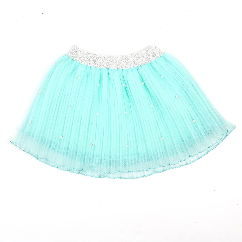 Factory Direct Sale chic dressPleated Skirt with Pearls in Mint or White