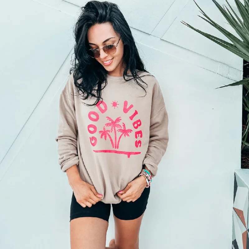 Weekend Flash Sale modern sports hoodieGood Vibes Sweatshirt - Tan