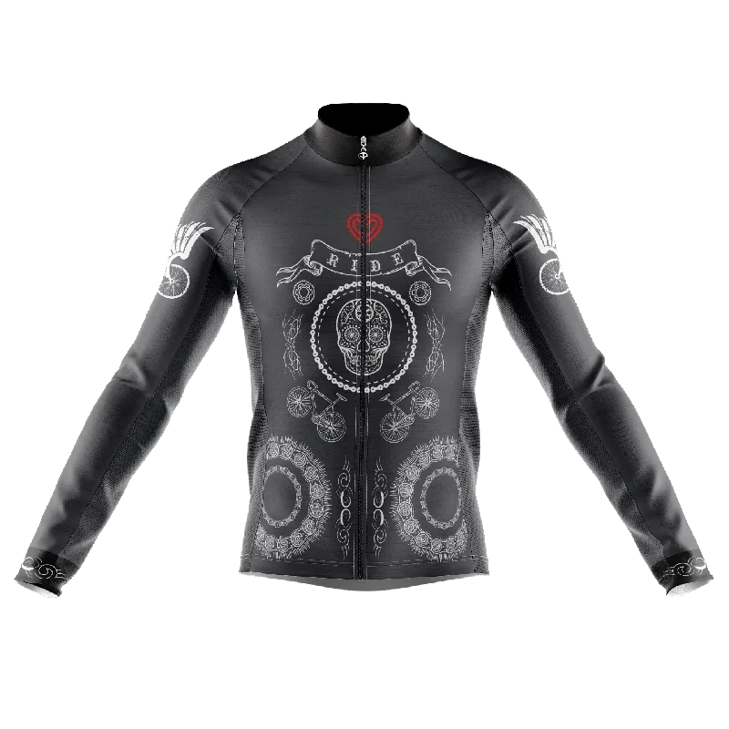 Unbeatable Prices athletic style hoodieSkull & Gears Slate Grey Long Sleeve Cycling Jersey