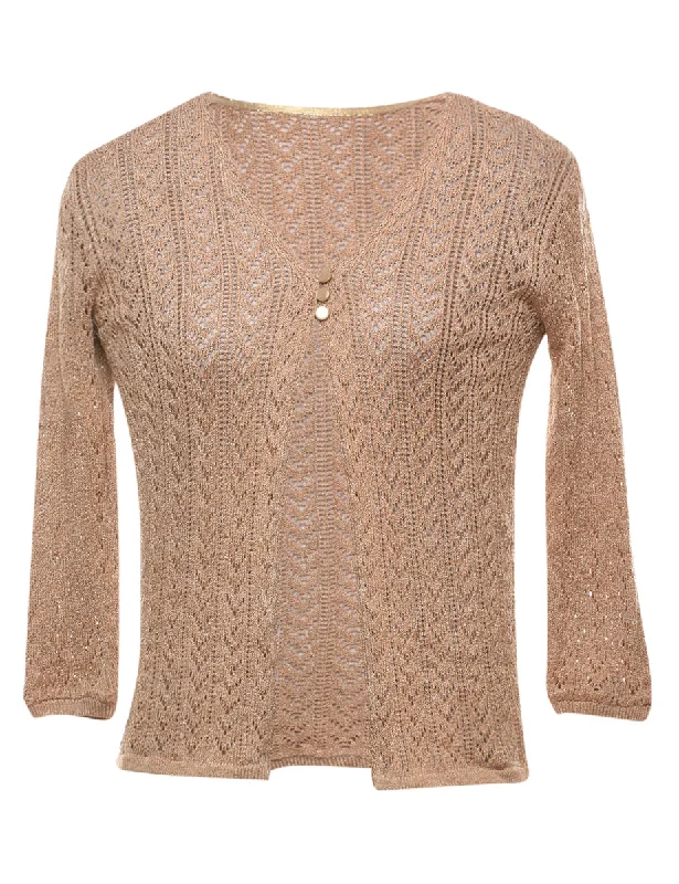 New Deals Light Brown Crochet Cardigan - S