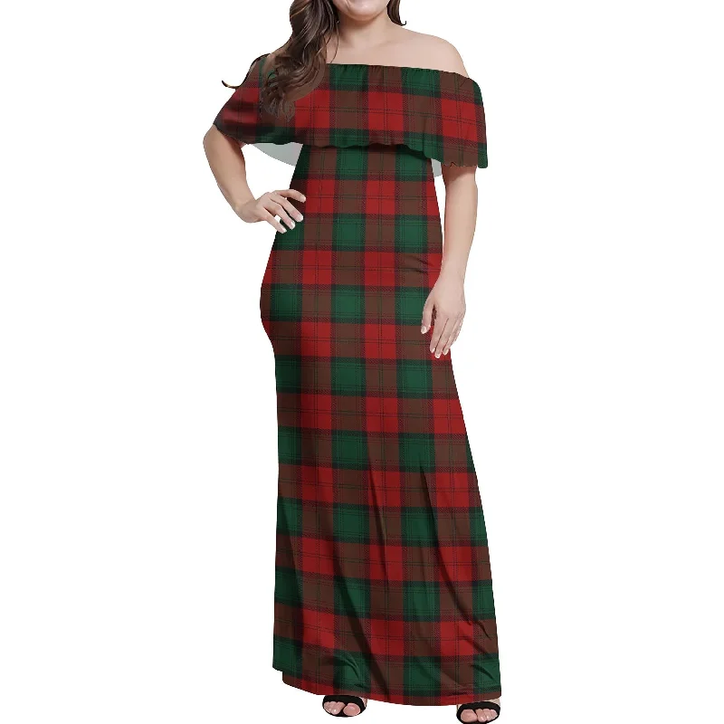 Mega Sale Stewart of Atholl Tartan Off Shoulder Long Dress