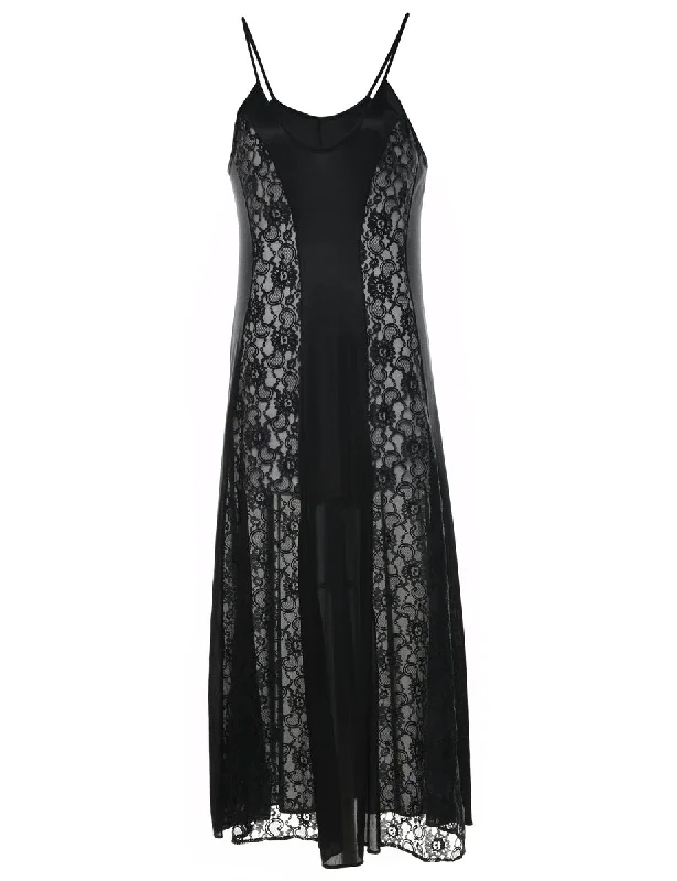 fashionable quilted coatBlack Classic Lace Nightdress - S