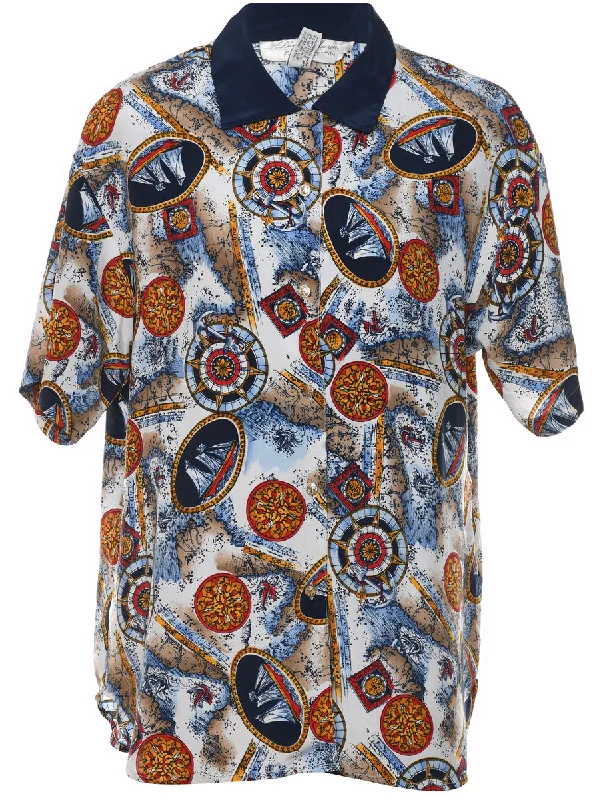 Big Discounts Nautical Print Blouse - L