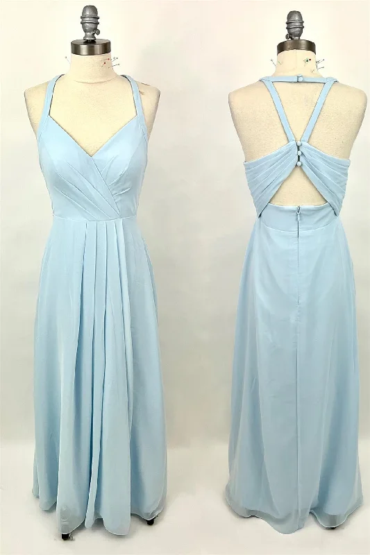 Today’s Deal ashionable dressHalter Light Blue Chiffon A-line Long Bridesmaid Dress Today’s Deal ashionable dressHalter Light Blue Chiffon A-line Long Bridesmaid Dress