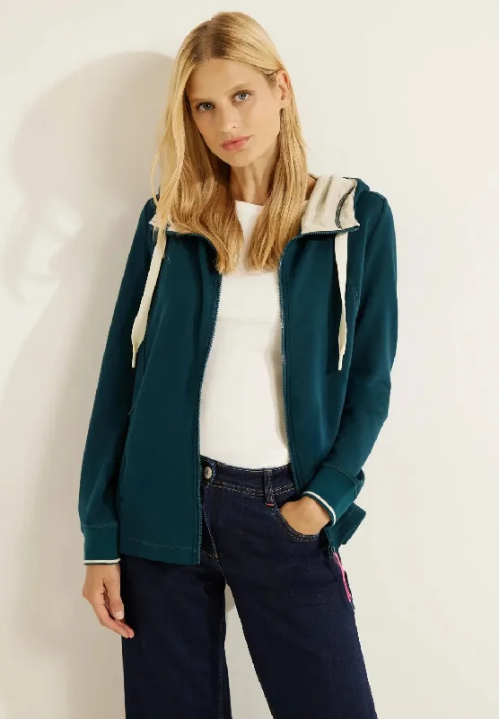 Super Bargain sleek zip-up hoodieCecil Sporty Hooded Jacket, Deep Lake Green