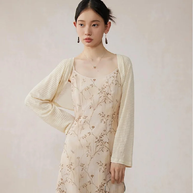 ruffle dressElegant Floral A-Line Midi Dress with Lace Details