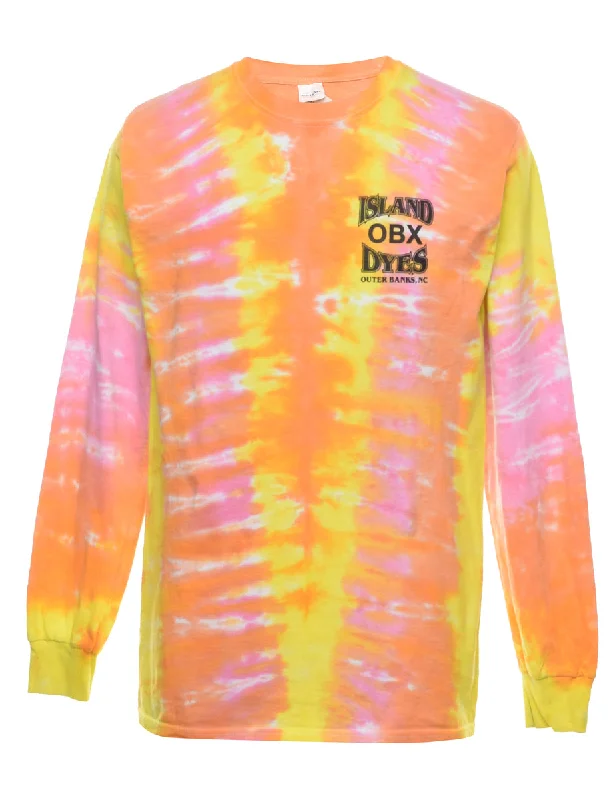 Today Only Orange & Pink Tie Dye Long Sleeve T-Shirt - S