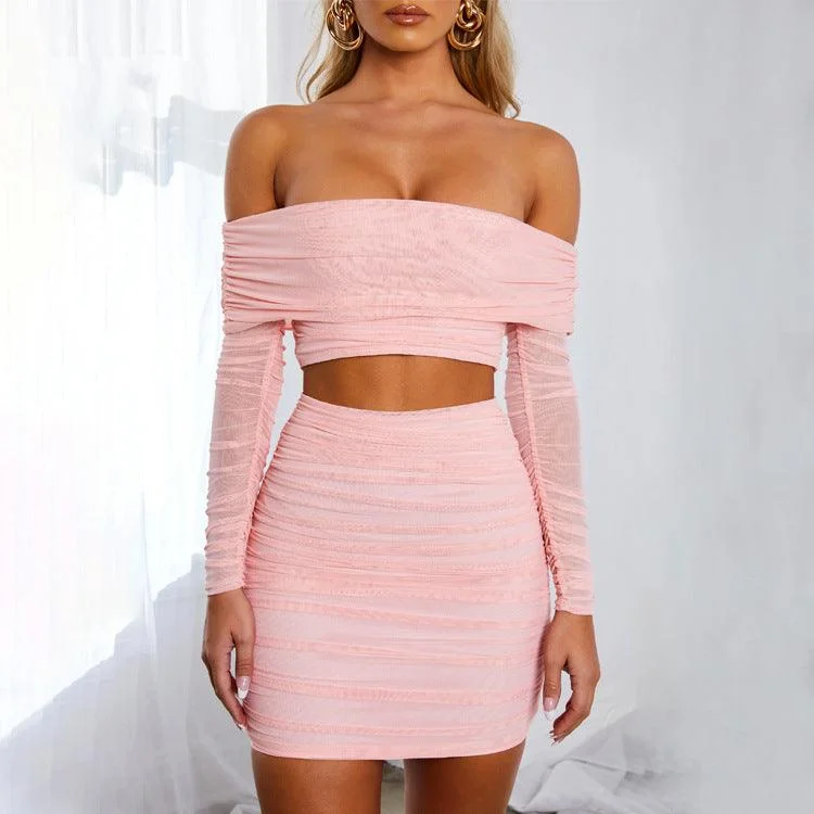 minimalistic dressNew Sexy Pleated One Shoulder Skirt