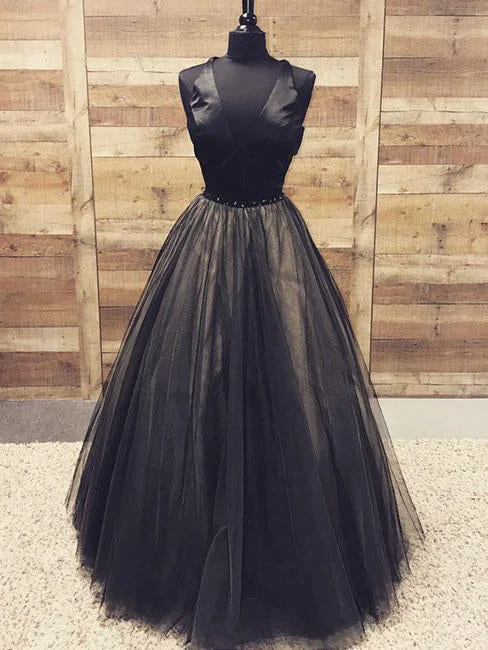 New Deals Black Prom Dresses with Straps A Line Tulle Prom Dress Long Evening Dress JKL1392 New Deals Black Prom Dresses with Straps A Line Tulle Prom Dress Long Evening Dress JKL1392
