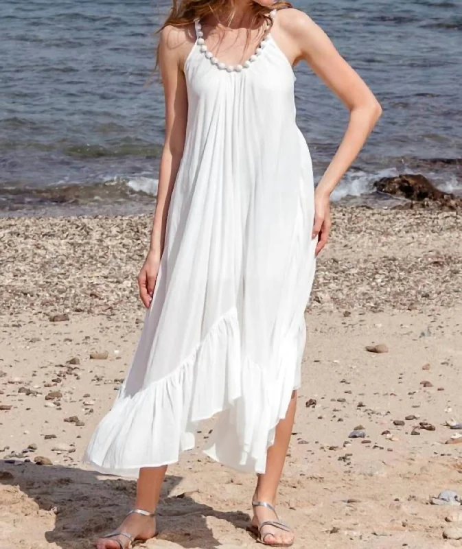 Clearance Sale tiered dressCirkelina - Pearl Decorated Volume Strap Dress In Simply White Clearance Sale tiered dressCirkelina - Pearl Decorated Volume Strap Dress In Simply White