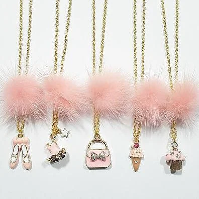 Midnight Sale tiered dressHeart Me Light Pink Fur Pom Necklaces