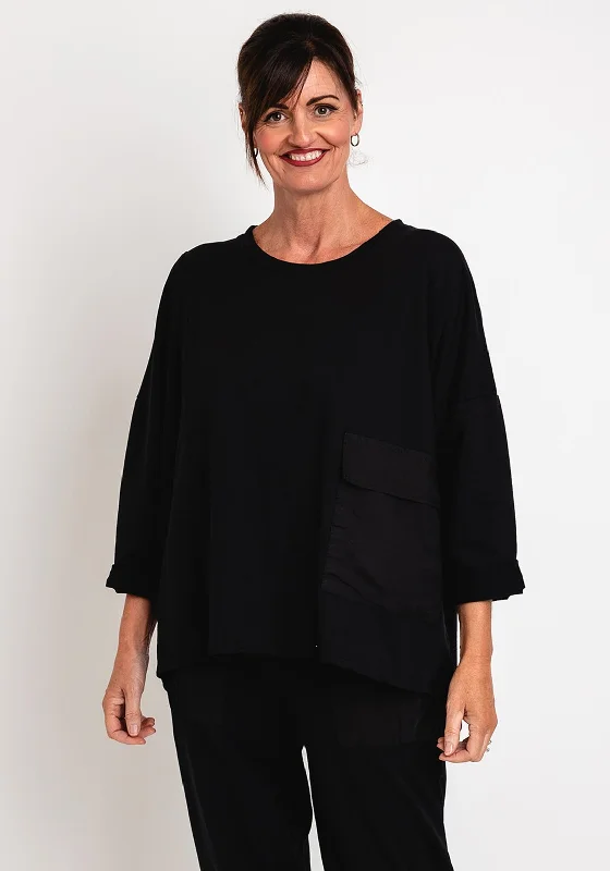 YEAR-End Sale relaxed fit hoodieD.E.C.K. By Decollage One Size Utility Sweatshirt, Black