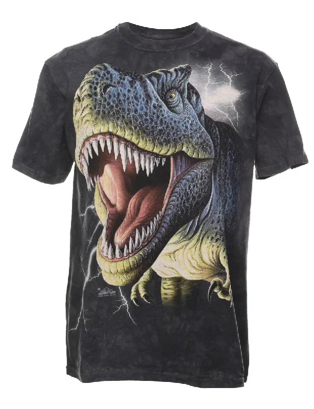Limited Quantity Black & Green Tie Dye T-Rex T-Shirt - M