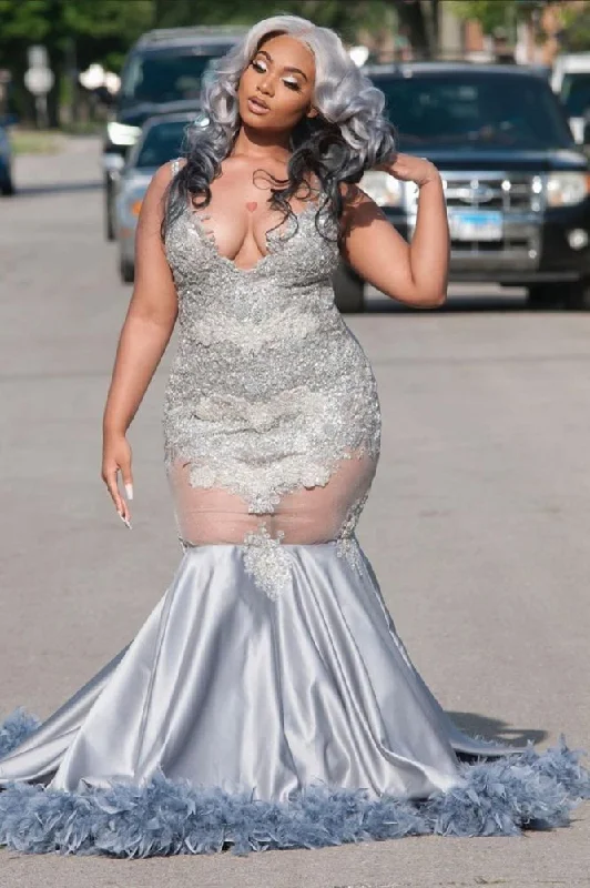 Crazy Deals Plus Size Appliques Mermaid Prom Party GownsFloor Length Feather Train V-Neck Crazy Deals Plus Size Appliques Mermaid Prom Party GownsFloor Length Feather Train V-Neck