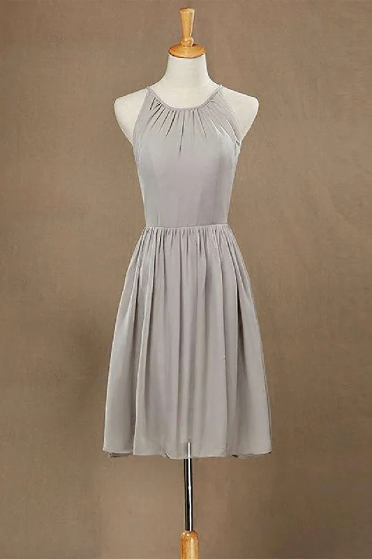 Price Buster comfy maxi dressGrey Chiffon Halter Keyhole Back Short Bridesmaid Dress Price Buster comfy maxi dressGrey Chiffon Halter Keyhole Back Short Bridesmaid Dress