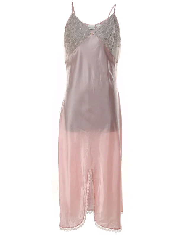 cozy wool-blend coatPale Pink Lace Embroidered & Beaded Nightdress - M