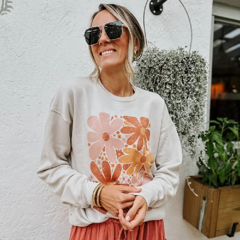 modern sports hoodieRetro Fall Flowers Sweatshirt