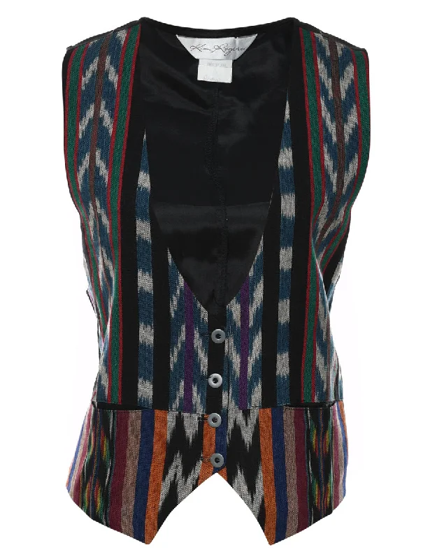 fashion-forward coatKim Rogers Patterned Multi-Colour Waistcoat - M