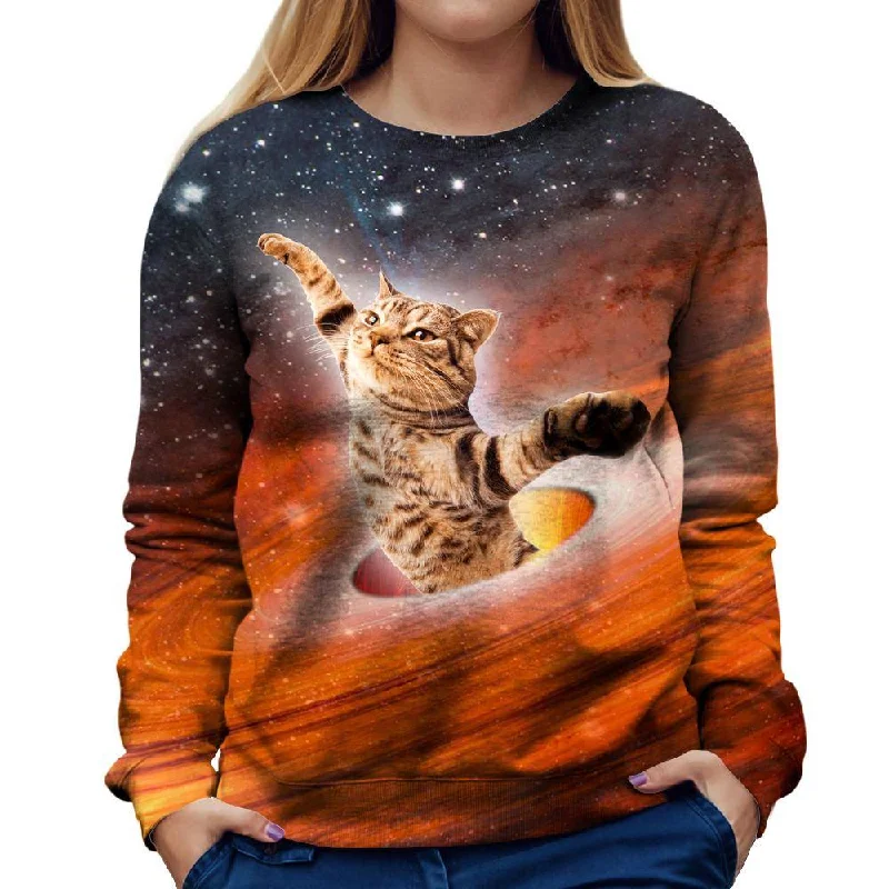 zip-up gym hoodieGalactic Cat Womens Sweatshirt