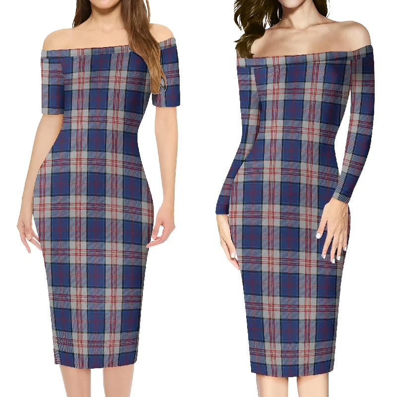 Holiday Sale Stewart of Appin Hunting Dress Tartan Off Shoulder Lady Dress
