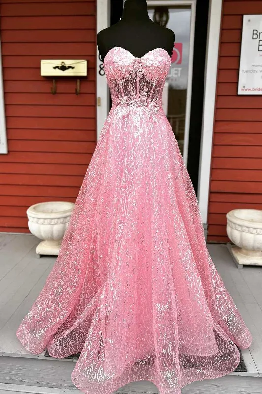 Instant Savings trendy mini dressGlitter Pink Sweetheart Appliques A-Line Prom Dress Instant Savings trendy mini dressGlitter Pink Sweetheart Appliques A-Line Prom Dress