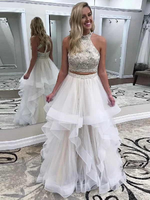 Must-Have Deals Two Piece Prom Dresses High Neck A-line Rhinestone Long Prom Dress JKL809 Must-Have Deals Two Piece Prom Dresses High Neck A-line Rhinestone Long Prom Dress JKL809