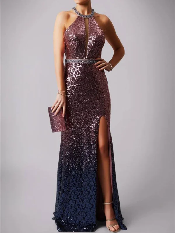 Reduced Prices Sexy Prom Dresses Sheath Column Halter Ombre Sequins Floor-length Long Prom Dress JKL687 Reduced Prices Sexy Prom Dresses Sheath Column Halter Ombre Sequins Floor-length Long Prom Dress JKL687