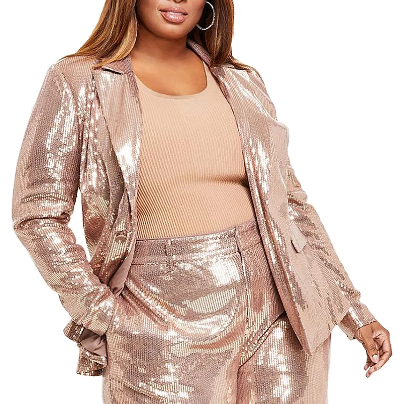 Deal Alert Plus   Womens Sequined Polyester One-Button Blazer