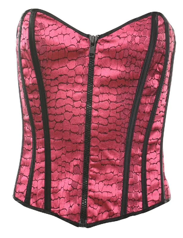New Arrival Pink & Black Snakeskin Pattern Y2K Corset - S