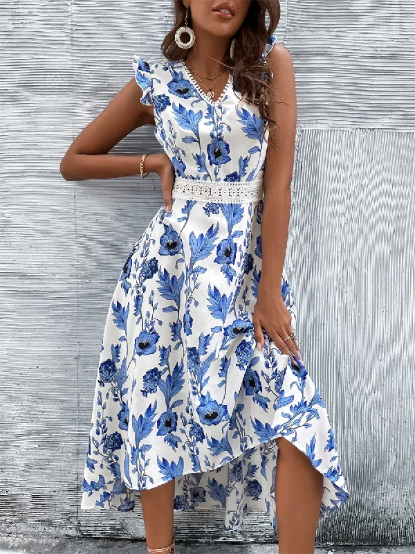 vintage dressSally Summer Casual Floral Print Midi Dress