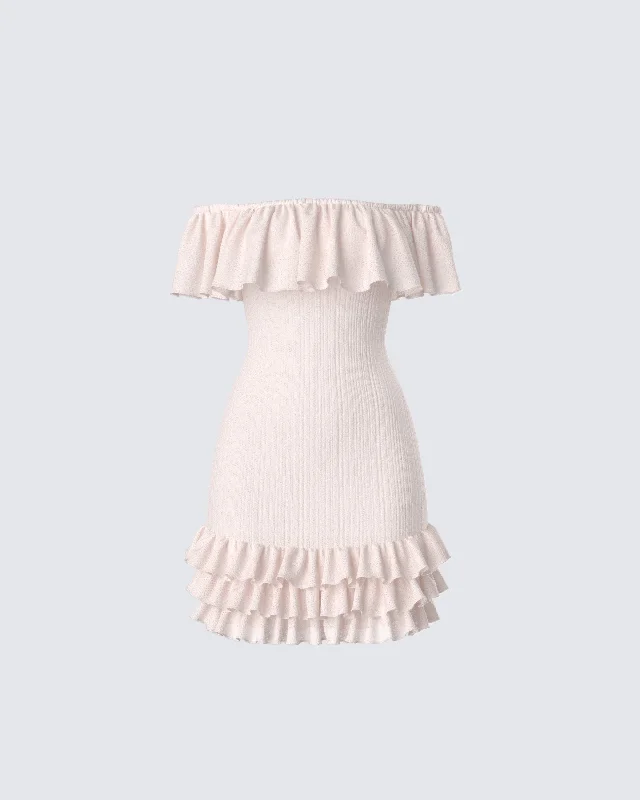 long-sleeve floral dressWinsley Peach Ruffle Knit Mini Dress