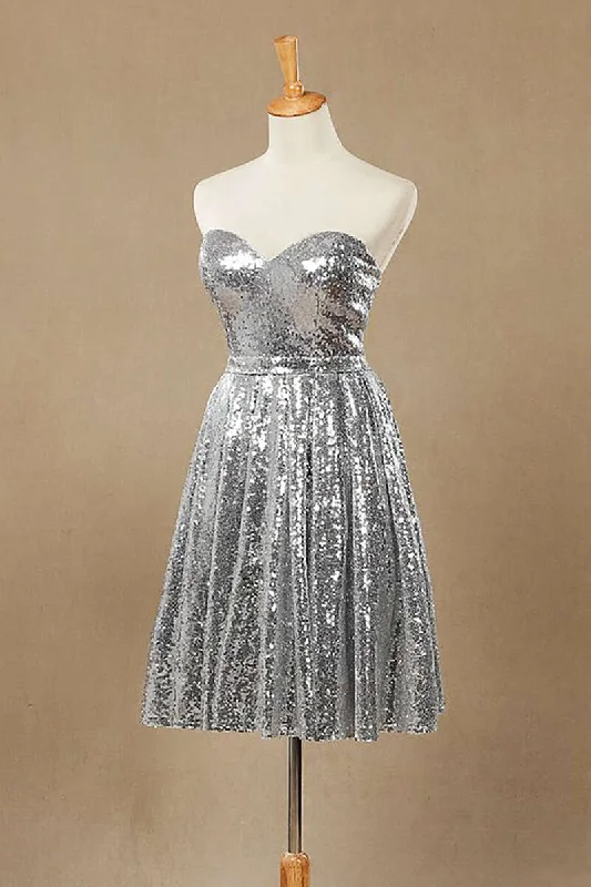 Limited Time Discount spaghetti strap dressSilver Sequin Sweetheart A-Line Knee Length Bridesmaid Dress Limited Time Discount spaghetti strap dressSilver Sequin Sweetheart A-Line Knee Length Bridesmaid Dress