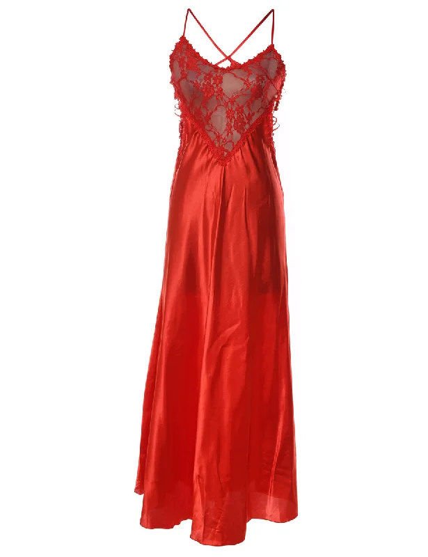 cozy winter coatRed Silky Criss-Cross Back Lace Nightdress - S