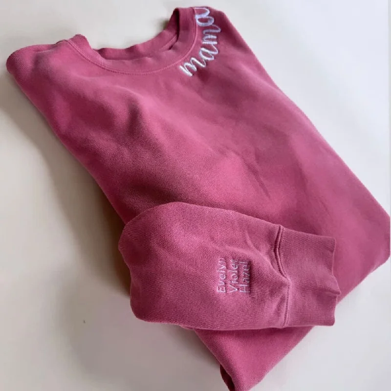 Special Savings fashionable gym hoodieCustom Mama Embroidered Crewneck - Pink